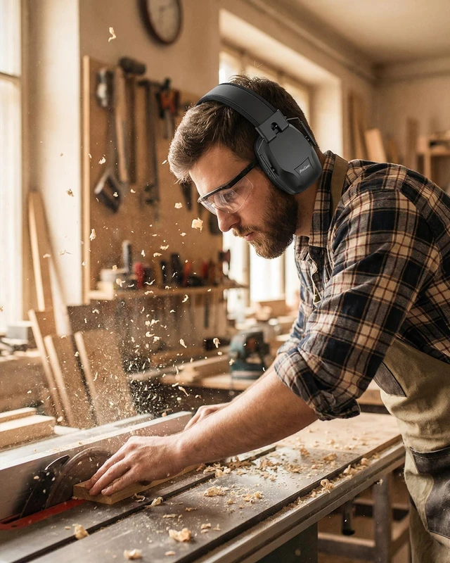 Alt view image 6 of 7 - Hearing Protection Ear Muffs SNR 29dB, Noise Cancelling Headphones for Adults/Teen-Black