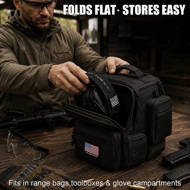 Alt view image 6 of 7 - Noise Reduction Ear Muffs,Foldable Shooting Ear Protection,BLACK | NRR 26dB Lightweight Passive Earmuffs for Hunting, Gun Range - Adjustable Hearing Protection with Comfortable Rubber Coating