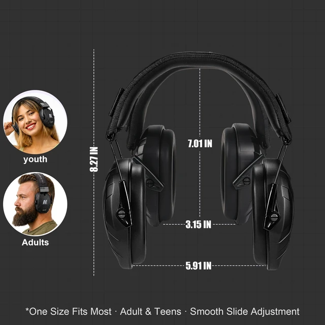 Alt view image 5 of 7 - Noise Reduction Ear Muffs,Foldable Shooting Ear Protection,BLACK | NRR 26dB Lightweight Passive Earmuffs for Hunting, Gun Range - Adjustable Hearing Protection with Comfortable Rubber Coating