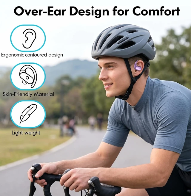 Alt view image 4 of 7 - Wireless Earbuds Bluetooth Headphones Sport Over Ear Buds 60Hrs | Bluetooth 5.4 Earphones Bluetooth Headsets Redesigned Comfort Fit with Earhooks for Running,Meeting,Workout-Purple
