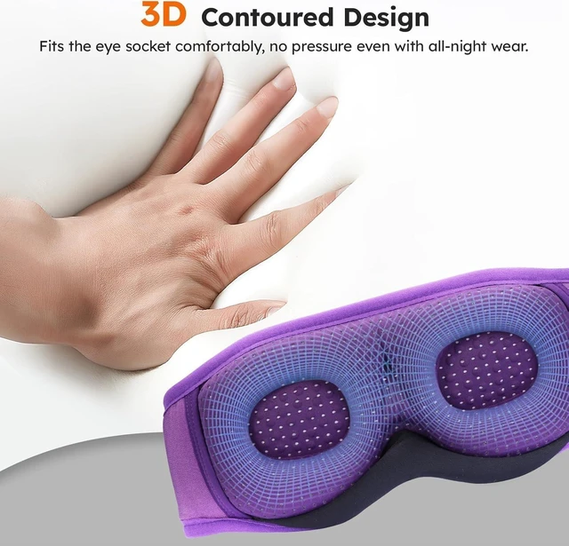 Alt view image 4 of 7 - White Noise Bluetooth 5.4 Sleep Eye Mask with Timer, 3D Sleeping Mask Headphones with 16 Soothing Sounds, Total Blackout Sleep Headphones for Side Sleeper/Women/Men (Purple)