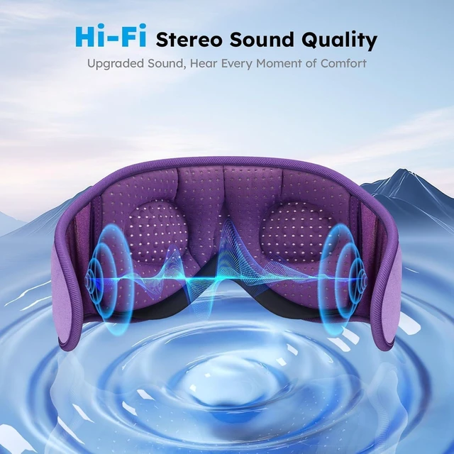 Alt view image 7 of 7 - White Noise Bluetooth 5.4 Sleep Eye Mask with Timer, 3D Sleeping Mask Headphones with 16 Soothing Sounds, Total Blackout Sleep Headphones for Side Sleeper/Women/Men (Purple)