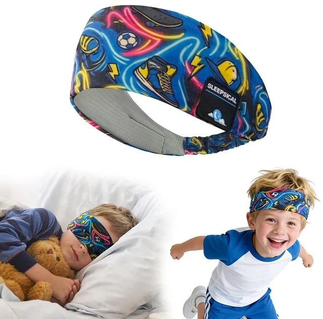 Main image of Kids Bluetooth 5.4 Headband Headphones, Adjustable Toddler Sports Headband Earphones with Mic, Soft Wireless Sleep Headphones for Baby Kids Travel Plane School Tablet Workout(Blue)