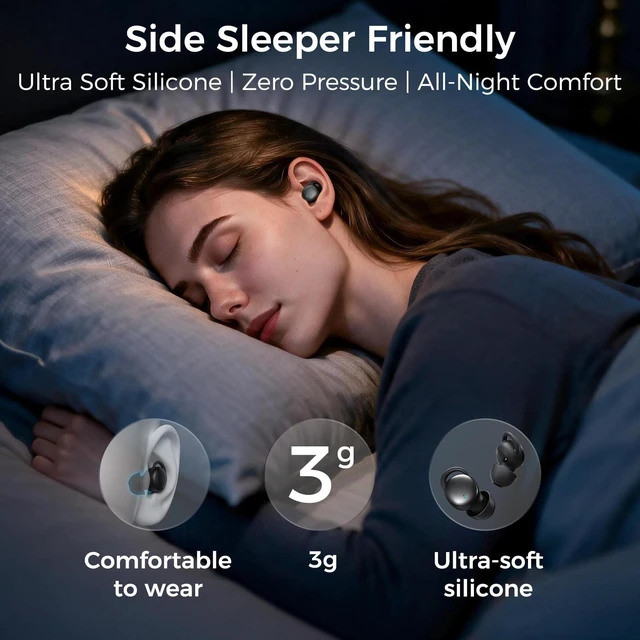 Alt view image 6 of 7 - Sleep Headphones, Sleep Earbuds for Side Sleepers, Noise Reduction, Mini Noise Blocking Sleeping Earphones, 8-10H Wireless Earbuds Comfort for Side Sleepers