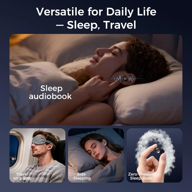 Alt view image 7 of 7 - Sleep Headphones, Sleep Earbuds for Side Sleepers, Noise Reduction, Mini Noise Blocking Sleeping Earphones, 8-10H Wireless Earbuds Comfort for Side Sleepers