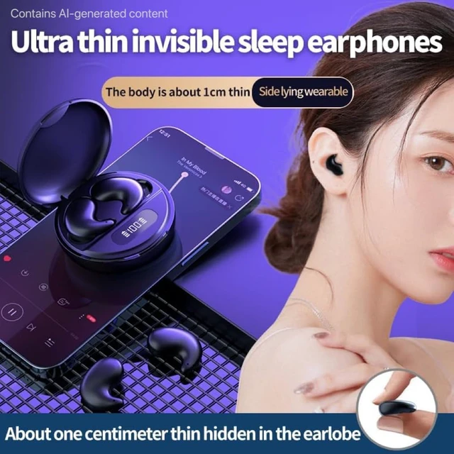 Alt view image 3 of 7 - Wireless Bluetooth 5.4 Sleep Earbuds in Ear Light-Weight Headphones Mini Sleep Headphones Small Design for Sleeping Running Workouts and So On
