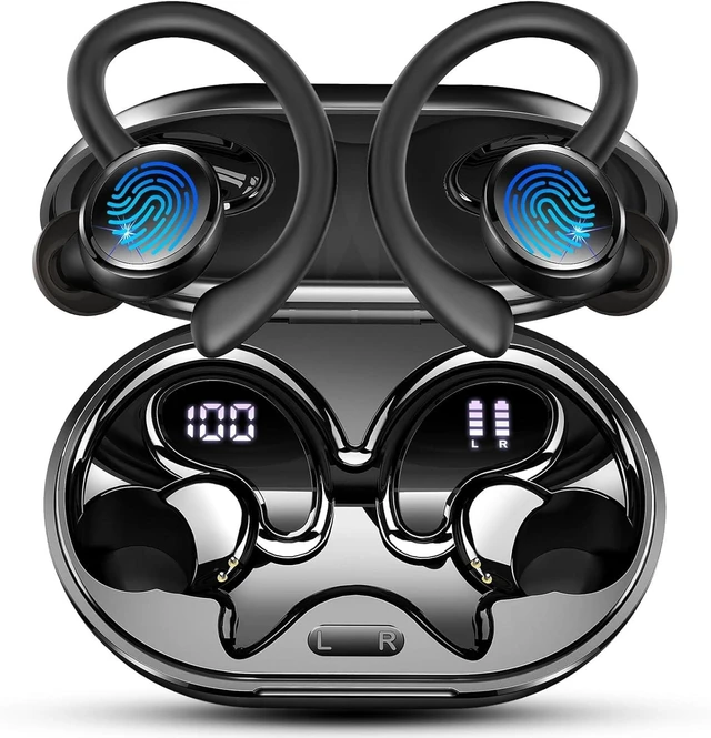 Main image of Wireless Earbuds, 2026 Bluetooth 5.4 Headphones, ENC Noise Canceling Mic | 60Hrs+ Stereo Wireless Headphones, IP7 Waterproof Bluetooth Earbuds, Sport Earhooks, Dual LED Display, for Workout, Running