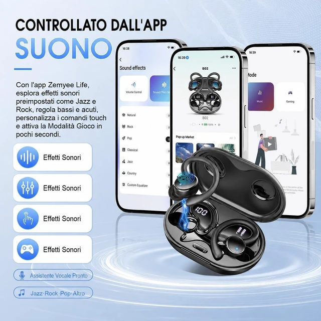 Alt view image 6 of 7 - Wireless Earbuds, 2026 Bluetooth 5.4 Headphones, ENC Noise Canceling Mic | 60Hrs+ Stereo Wireless Headphones, IP7 Waterproof Bluetooth Earbuds, Sport Earhooks, Dual LED Display, for Workout, Running