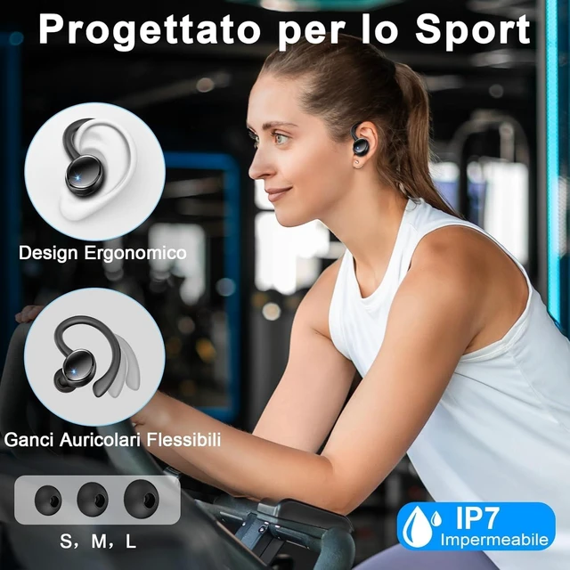 Alt view image 7 of 7 - Wireless Earbuds, 2026 Bluetooth 5.4 Headphones, ENC Noise Canceling Mic | 60Hrs+ Stereo Wireless Headphones, IP7 Waterproof Bluetooth Earbuds, Sport Earhooks, Dual LED Display, for Workout, Running
