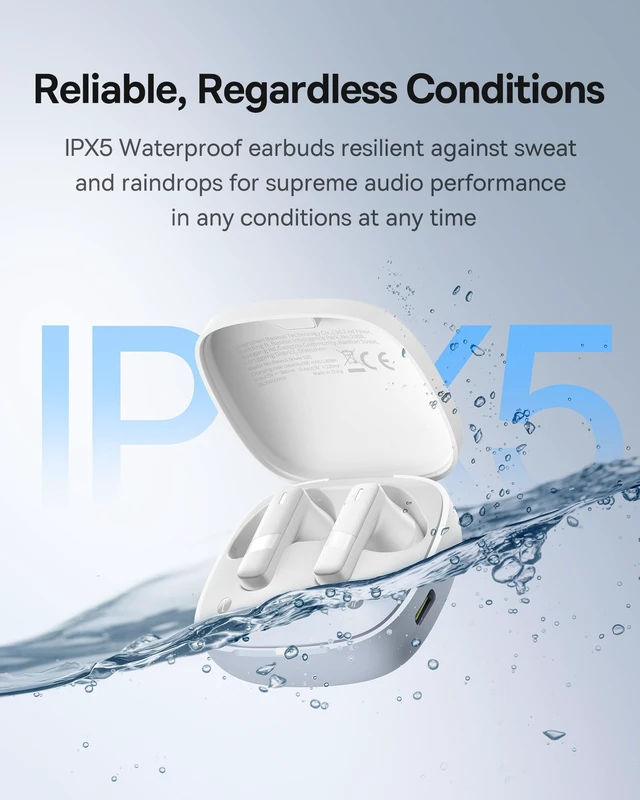 Alt view image 4 of 7 - E20 True Wireless Earbuds, 12mm Drivers with Powerful Bass, 33H Long Playtime, IPX5 Water-Resistant, 2 ENC Mics for Clear Calls, Bluetooth 5.3 Headphones in-Ear Ear Buds
