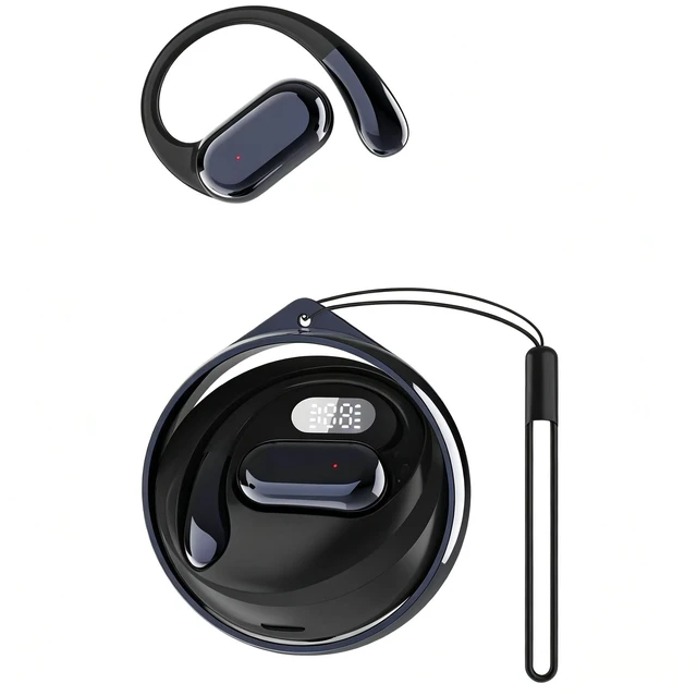 Main image of Wireless Bluetooth Earphones, Rotatable Digital Display Ear Hook Headphones with Lanyard Hole, Bluetooth 5.3 Chip, Long Battery Life, IP Daily Waterproof Stereo Headset for Sports Running