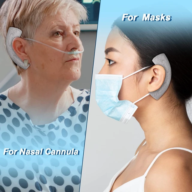 Alt view image 6 of 7 - 20 Pcs Nasal Cannula Ear Cushions Oxygen Pads, Soft Cover Oxygen Cannula Cushions, Tubing Protectors for Ear Pain, Prevent Cheek Indentation Discomfort(Gray)