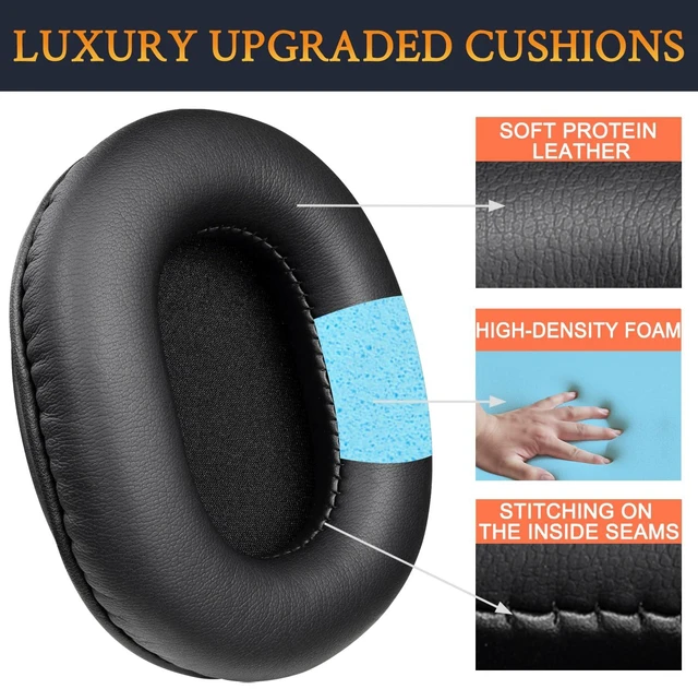 Alt view image 4 of 7 - Earpads for ATH M50X Headphones - Black | for Audio Technica M50X/M40X/M30X/M20X/MSR7/SX1 Monitor Headphones