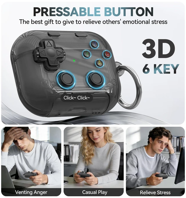 Alt view image 7 of 7 - AirPods Pro 3 Case Cover 2025 with Safety Lock-Clear Black | with Pressable Button, As Phone Stand,Two-Piece Design,Support Wireless,Cool Funny Gifts Case for Women Men to Relief Stress
