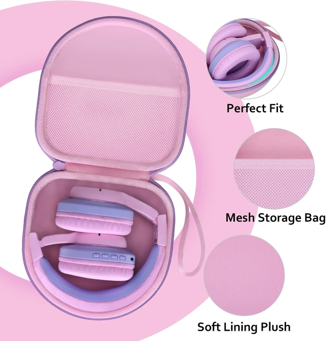 Alt view image 4 of 5 - Kids Headphones Case for iClever/Acer Etc Headphone,Pink+Purple,Case Only | for iClever BTH12 HS19 BTH20 BTH22 BTH26/Candy Bila/Acer/JBL/MIDOLA/JoySpark/JLab/ADOOPE/Spiderman/EarFun