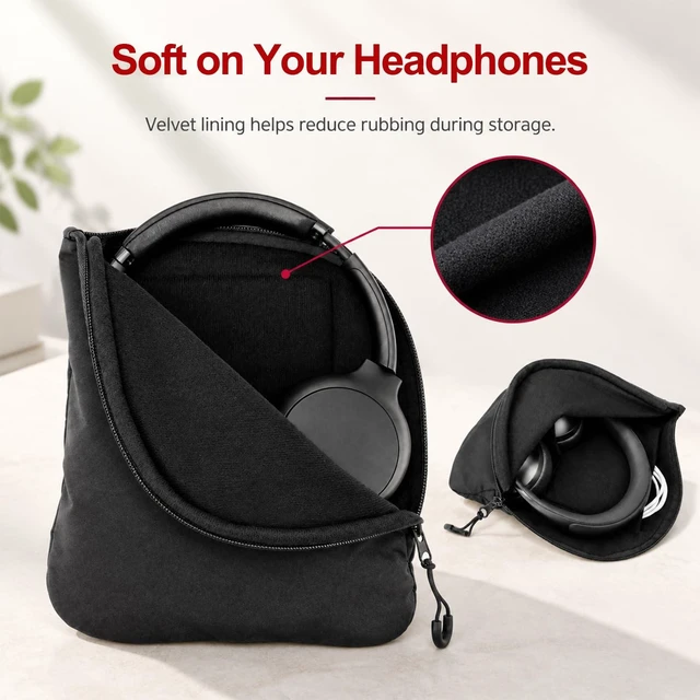 Alt view image 6 of 7 - Headphone Bag, 2 Pc Storage Pouches for Bose Beats Sony JBL | Krone Kalpasmos 2 Pack Headphone Bag and Headphone Storage Pouch, Water-Resistant, Velvet-Lined, for Bose Beats Sony JBL