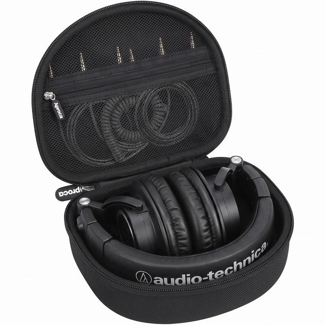 Main image of Case for Audio-Technica ATH-M50X / ATH-M50XBT2 / ATH-M40x Headphones | Carrying Case, Hard EVA Bag, Zippered Mesh Pocket Stores Audio Cable, USB Charging Cable