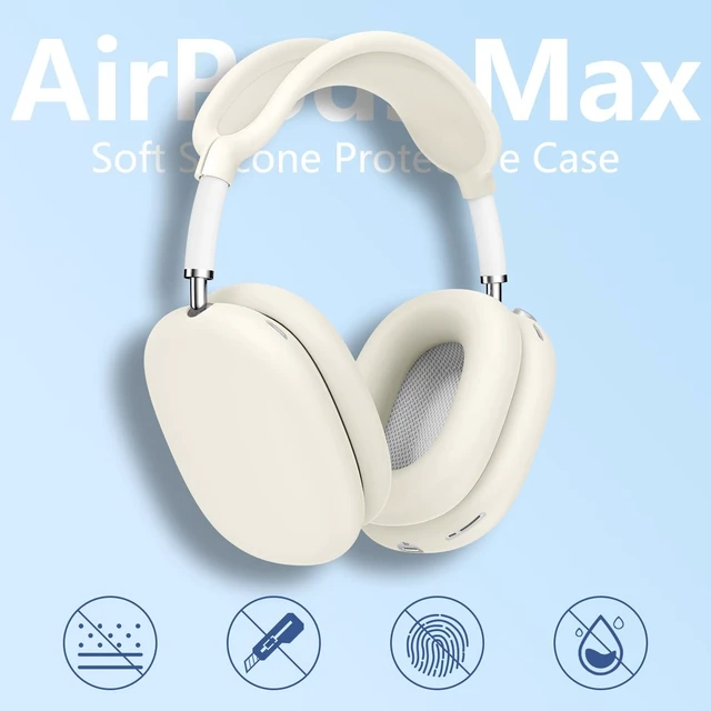 Alt view image 2 of 7 - 4 in 1 Silicone Case Cover for AirPods Max 2/ AirPods Max Headphones, Stone | Ear Pad Case Cover/Ear Cups Cover/Headband Cover for AirPod Max,Accessories Silicone for Apple Airpod Max 2/1