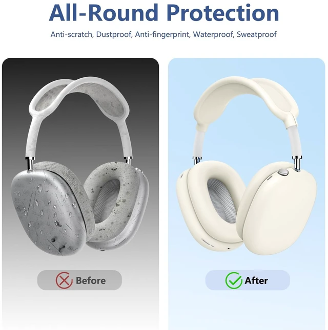 Alt view image 4 of 7 - 4 in 1 Silicone Case Cover for AirPods Max 2/ AirPods Max Headphones, Stone | Ear Pad Case Cover/Ear Cups Cover/Headband Cover for AirPod Max,Accessories Silicone for Apple Airpod Max 2/1