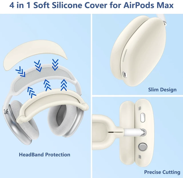 Alt view image 5 of 7 - 4 in 1 Silicone Case Cover for AirPods Max 2/ AirPods Max Headphones, Stone | Ear Pad Case Cover/Ear Cups Cover/Headband Cover for AirPod Max,Accessories Silicone for Apple Airpod Max 2/1