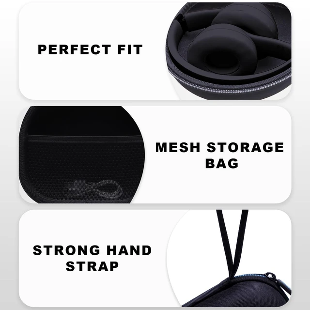 Alt view image 5 of 7 - Headphone Case for JLab/Skullcandy/TOZO/Beats/Soundcore Headphones, Black | for Soundcore Q20/Q20i/Q30/Space 2, JLab JBuds Lux ANC/Go Lux ANC, JBL, KVIDIO, TOZO HT3, Bose QC, BERIBES, Picun Headphones