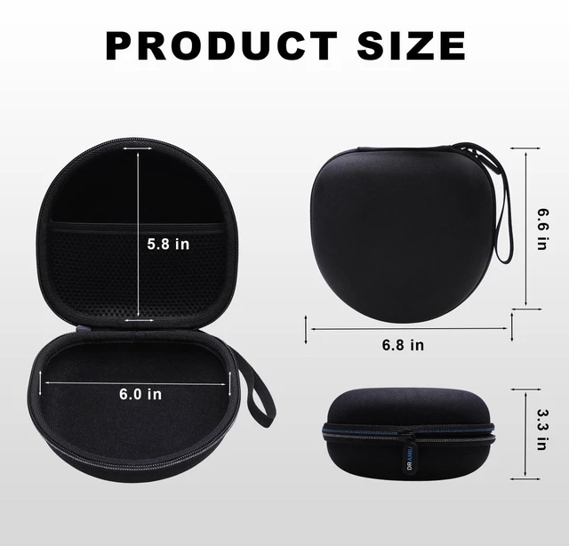 Alt view image 6 of 7 - Headphone Case for JLab/Skullcandy/TOZO/Beats/Soundcore Headphones, Black | for Soundcore Q20/Q20i/Q30/Space 2, JLab JBuds Lux ANC/Go Lux ANC, JBL, KVIDIO, TOZO HT3, Bose QC, BERIBES, Picun Headphones