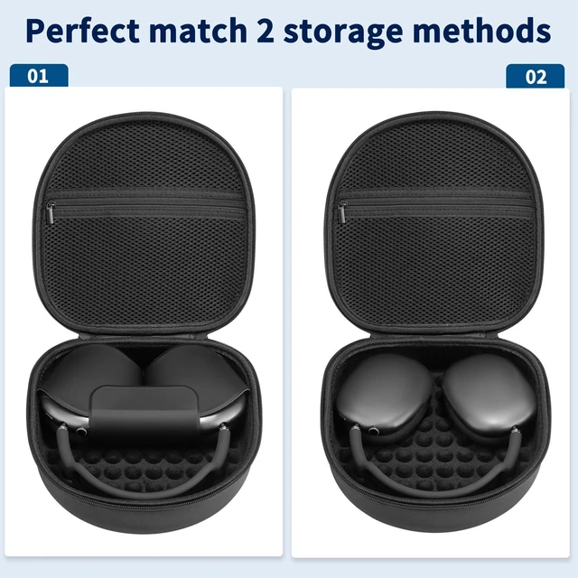 Alt view image 2 of 7 - Case for Apple Airpods Max 2/ Airpods Max Headphones, Travel Portable Headphone Hard Case Cover Bag, Mesh Pouch with Zipper for Charger and Accessories (Black)