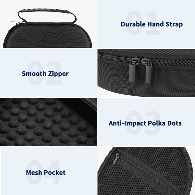 Alt view image 3 of 7 - Case for Apple Airpods Max 2/ Airpods Max Headphones, Travel Portable Headphone Hard Case Cover Bag, Mesh Pouch with Zipper for Charger and Accessories (Black)