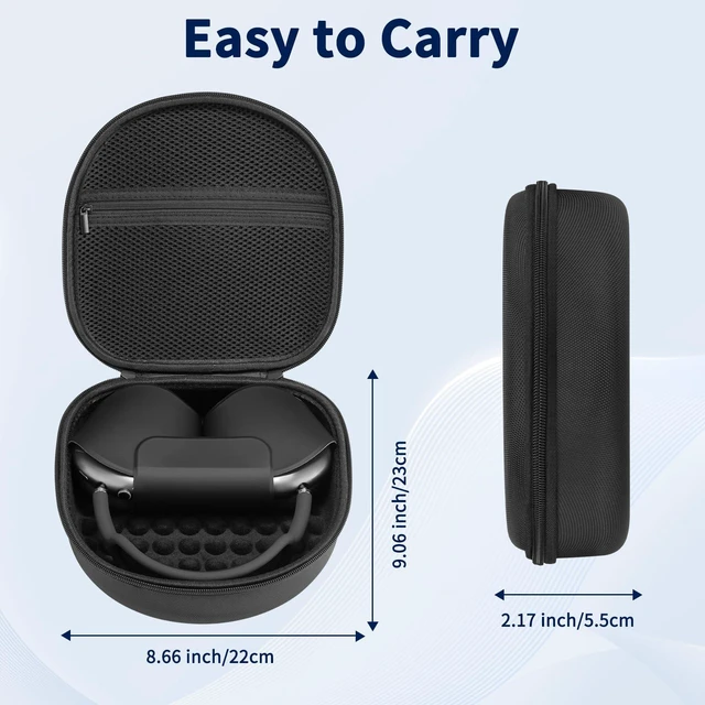 Alt view image 6 of 7 - Case for Apple Airpods Max 2/ Airpods Max Headphones, Travel Portable Headphone Hard Case Cover Bag, Mesh Pouch with Zipper for Charger and Accessories (Black)