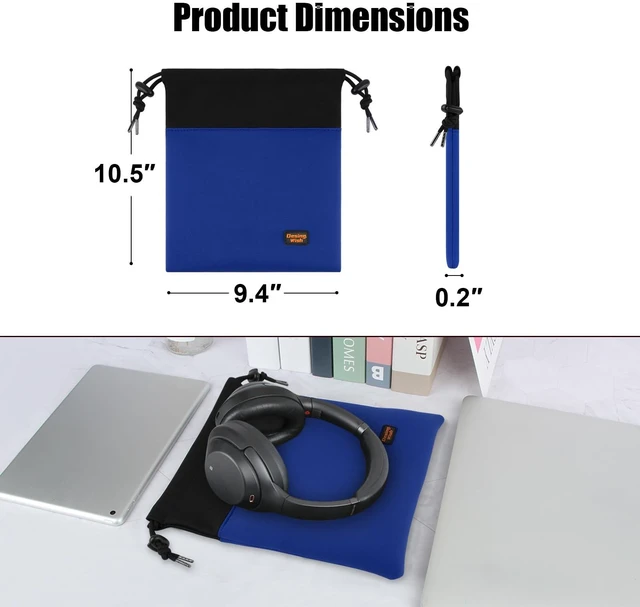 Alt view image 3 of 7 - Lightweight Headphone Storage Bag, Portable Headset Carrying Pouch Headphone Case Bag Soft Travel Pouch for Over-Ear Headphones/Gaming Headsets/Neckband Earbuds (Large Blue)