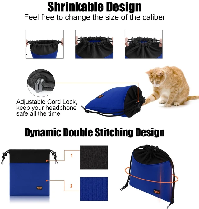 Alt view image 4 of 7 - Lightweight Headphone Storage Bag, Portable Headset Carrying Pouch Headphone Case Bag Soft Travel Pouch for Over-Ear Headphones/Gaming Headsets/Neckband Earbuds (Large Blue)