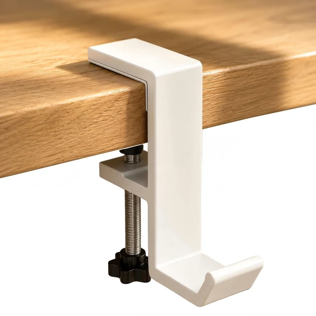 Main image of Headphone Stand - Aluminum Alloy Headphone Holder, Under Headset Stand for Desk Fit for PC Gaming Headset Hanger Hook Suitable for Office, Computer, Student Class Desk, Handmade Creator Table (White)