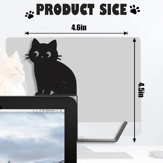 Alt view image 3 of 7 - Metal Dog And Cat headphone holder for monitor, Sit cat, Black | Cute Animal Headset Holder, Saves Desk Space Organizer Decorative Hanger For Hanging Keys Cables And More