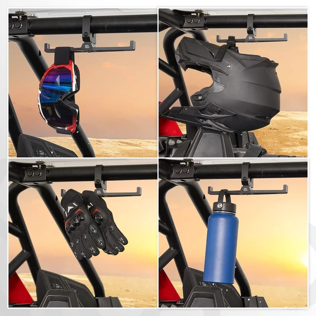 Alt view image 3 of 7 - Aluminum Dual UTV Headset Helmet Hanger Fits 1.5"-2" Roll Bar | UTV Roll Cage Mount Compatible with Can-Am X3, Polaris RZR Ranger, Teryx, Rhino Wolverine UTV Accessories