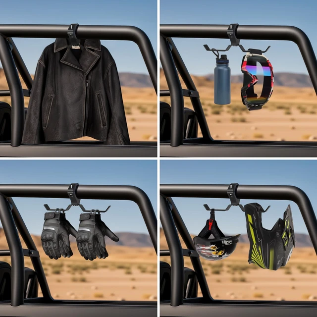 Alt view image 6 of 7 - AL4X4 UTV Helmet Hanger Aluminum Headset Hanger Fits 1.75"-2" Roll Cage | UTV Hanger for Headset Helmet Goggle Gloves, Compatible with Polaris RZR Can