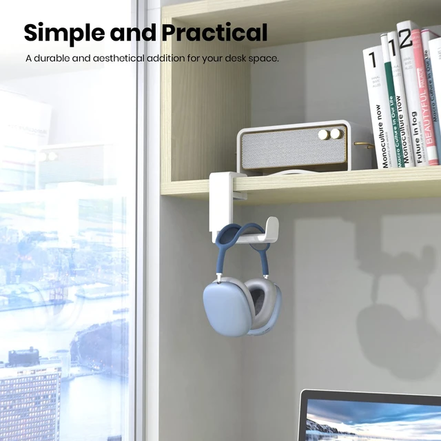 Alt view image 2 of 7 - Rotating Headphone Stand,Adjustable Clamp-on Headset Holder Hanger | 360 Degree Swivel,Headset Hook Under Desk,No Residue,Cable Organizer,Soft Rubber Pads,Keep Headphones Secure&Desk Tidy,Black
