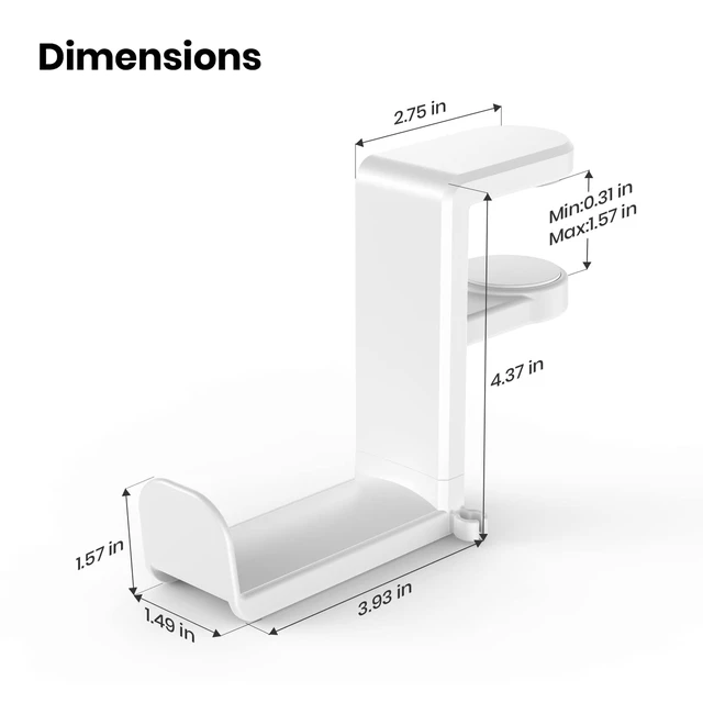 Alt view image 7 of 7 - Rotating Headphone Stand,Adjustable Clamp-on Headset Holder Hanger | 360 Degree Swivel,Headset Hook Under Desk,No Residue,Cable Organizer,Soft Rubber Pads,Keep Headphones Secure&Desk Tidy,Black