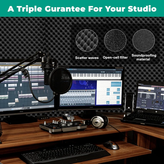 Alt view image 7 of 7 - soundproof Foam Panels for Walls, Foam Acoustic Panels 48"×24"×2" Sound deadening High Density Quick Recovery Sound Sound deadening Noise Reduction Echo Control for Home Studio Recording Room Office
