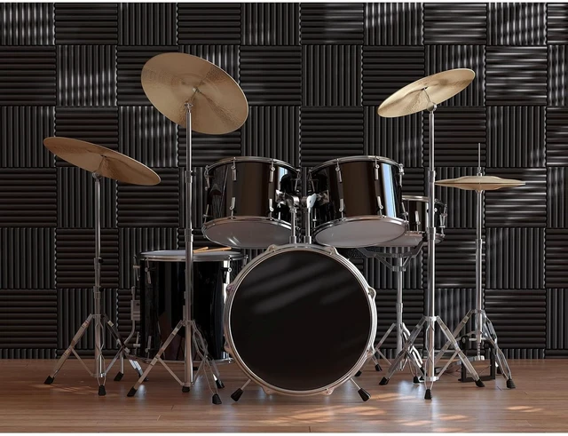 Alt view image 7 of 7 - 12 Pack Acoustic Foam Panels, Wedges Sound Proof Foam Panels for Walls | 1" X 12" X 12", Black, NRC0.8, High Desnsity, Studio Soundproofing, Durable, Noise Absorbing for Studio, Office, Home