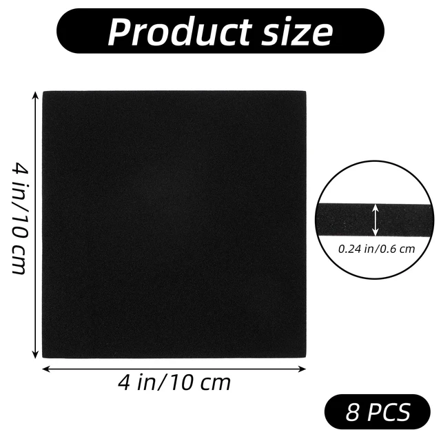 Alt view image 2 of 7 - 8Pcs Adhesive Foam Padding Sheets with Adhesive Backing - Closed Cell Neoprene Foam Sheet, Self Stick Insulation Anti Vibration Pads, Non-Slip Insulation Pads Vibration, 4" x 4" Neoprene Rubber Sheets