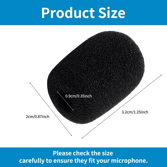 Alt view image 4 of 7 - 18 Pack Microphone Covers Foam, Black Noise Microphone Windscreen, Lapel and Headset Mini Microphone Foam Cover with Box