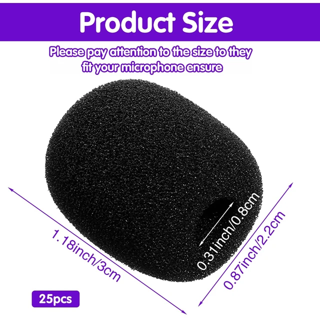Alt view image 2 of 7 - 25 Pcs Microphone Covers Noise Reduction Foam Mic Cover Universal Compatible Mini Windscreens Replacement for Lapel Microphones Headset