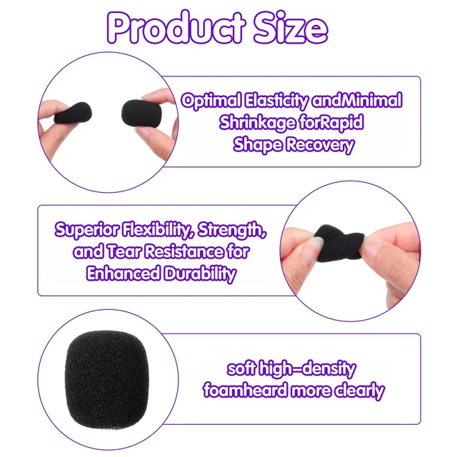 Alt view image 3 of 7 - 25 Pcs Microphone Covers Noise Reduction Foam Mic Cover Universal Compatible Mini Windscreens Replacement for Lapel Microphones Headset