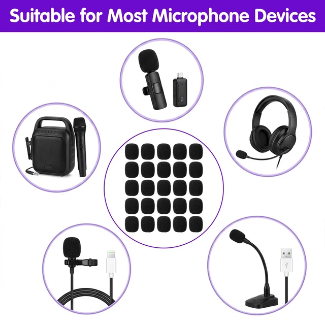 Alt view image 4 of 7 - 25 Pcs Microphone Covers Noise Reduction Foam Mic Cover Universal Compatible Mini Windscreens Replacement for Lapel Microphones Headset