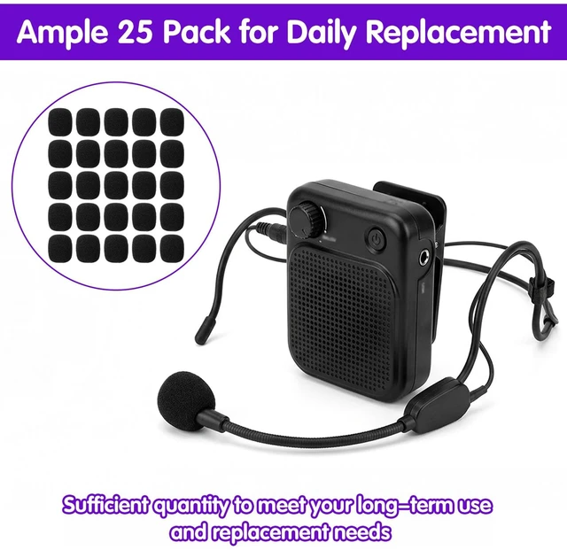 Alt view image 6 of 7 - 25 Pcs Microphone Covers Noise Reduction Foam Mic Cover Universal Compatible Mini Windscreens Replacement for Lapel Microphones Headset