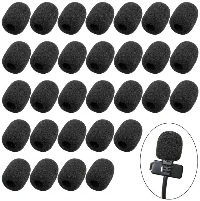Main image of 30 Pack Mini Size Lapel Headset Mic Foam Covers Microphone Windscreen, Black