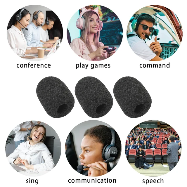 Alt view image 6 of 7 - 30 Pack Mini Size Lapel Headset Mic Foam Covers Microphone Windscreen, Black
