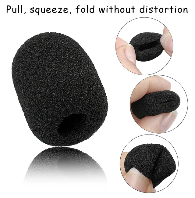 Alt view image 5 of 7 - 30 Pack Mini Size Lapel Headset Mic Foam Covers Microphone Windscreen, Black