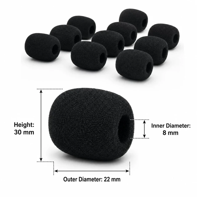 Alt view image 2 of 7 - 40 Pack Microphone Windscreen Foam Covers, Black Mic Foam Covers for Lavalier Microphones, Headset Mic Covers, Small Microphone Sponge Wind Covers for Noise Reduction and Dust Protection
