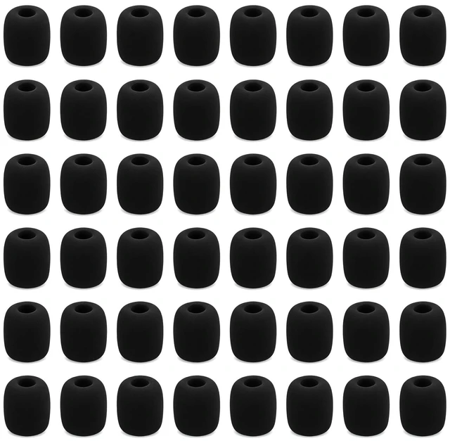 Main image of 40 Pack Microphone Windscreen Foam Covers, Black Mic Foam Covers for Lavalier Microphones, Headset Mic Covers, Small Microphone Sponge Wind Covers for Noise Reduction and Dust Protection